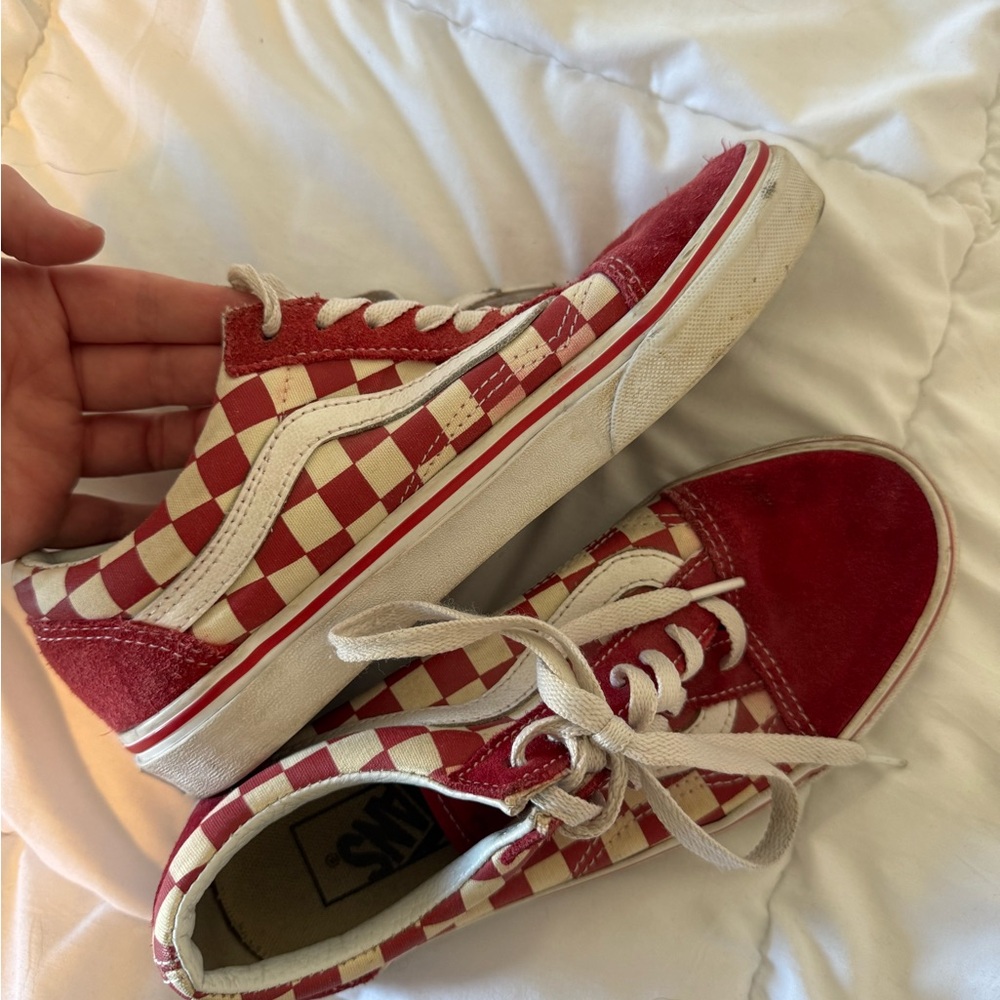 Vans Kids Red and White Checkered Sneakers